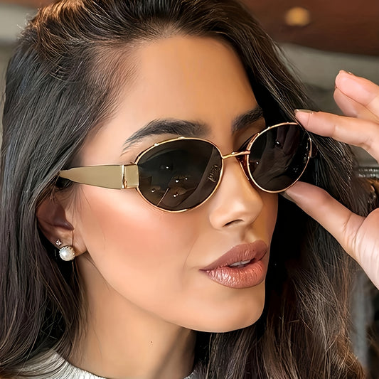Stainless Steel Ovalings Glasses, PC Polycarbonate Lenses, Anti-Reflective, with Polarizer Function, for Women, Elegant Street Photography And Festival Fashion