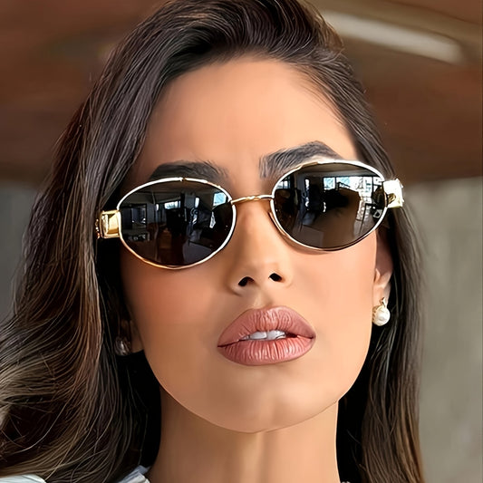 Stainless Steel Ovalings Glasses, PC Polycarbonate Lenses, Anti-Reflective, with Polarizer Function, for Women, Elegant Street Photography And Festival Fashion